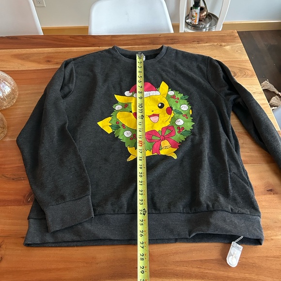 Pokemon Nintendo Dark Gray Unisex Light Up Ugly Christmas Pikachu Sweatshirt Lrg - Picture 7 of 13